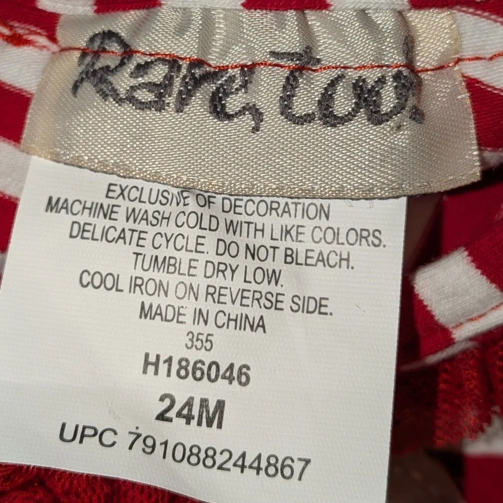 Rare Too! Girls 24M Christmas‎ Santa Striped Tutu Tunic and Ruffle Leggings Set
